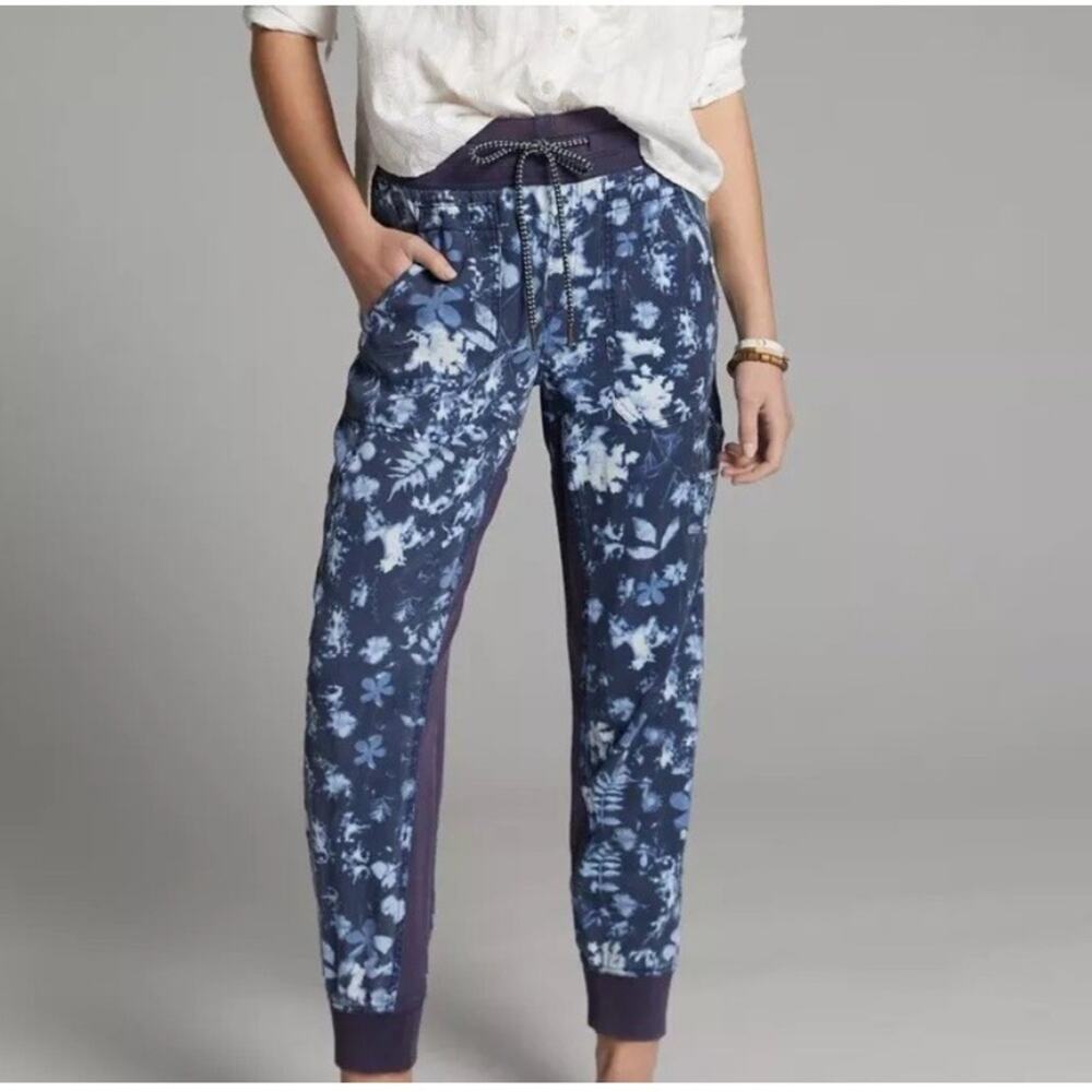 Anthropologie NWTs Nomad Navy Blue Tie Dye Joggers size XL Pants Drawstring